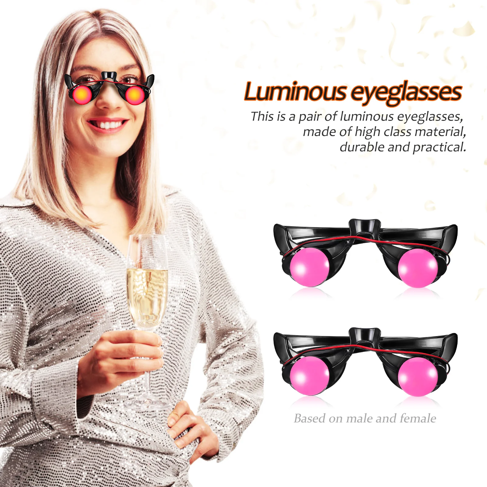 2 قطعة نظارات LED للحفلات نظارات مضيئة لأزياء المهرج وحفلات الهالوين والنوادي الليلية نظارات الحفلات الممتعة #3