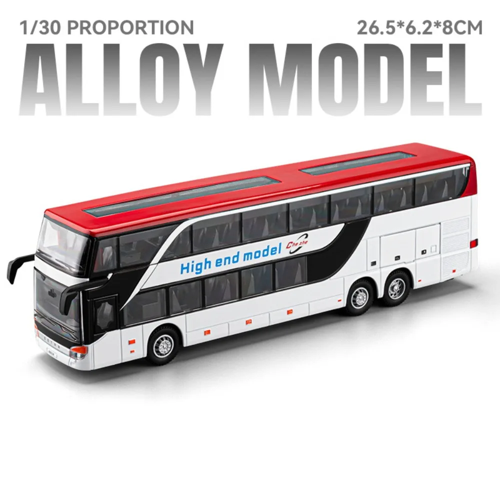 Gift Bus Shape High Imitation Pull Back Double Sightseeing Bus Vehicle Model Alloy Bus Model
