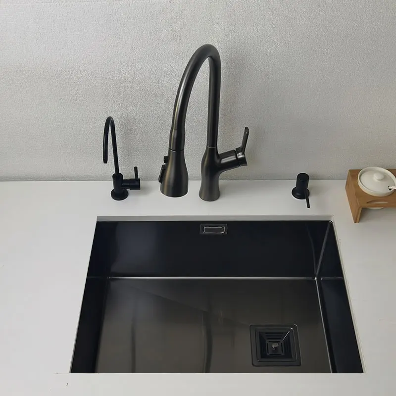 Nano Matte Black Kitchen Sink Above Counter or Undermount Sinks Vegetable Washing Basin Stainless Steel Single Bowl Sink Kitchen