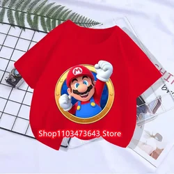 Super Mario Tshirt Kids Fashion Baby Boy Clothes Mario Bros T-shirt Pikachu Cotton Children Tops Girls Clothing Casual Tees