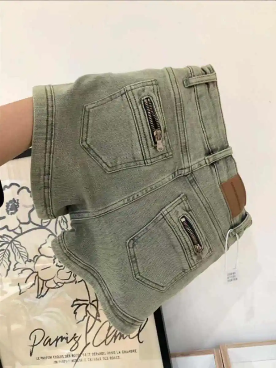 

Summer Women Casual Denim Shorts With Pocket Button Up High Waist A-line Jean Shorts Streetwear Loose Women Office Trousers