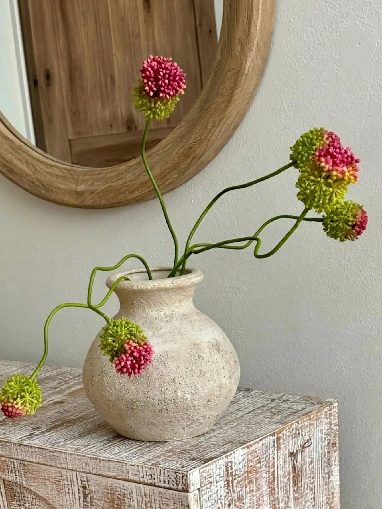 2 Stück Künstliche Allium-Blumen mit 2 Köpfen, Realistische Löwenzahnblüten, 70 cm, Künstliche Kleine Allium-Kugeln für Hochzeit, Zuhause, Büro, Tischdekoration