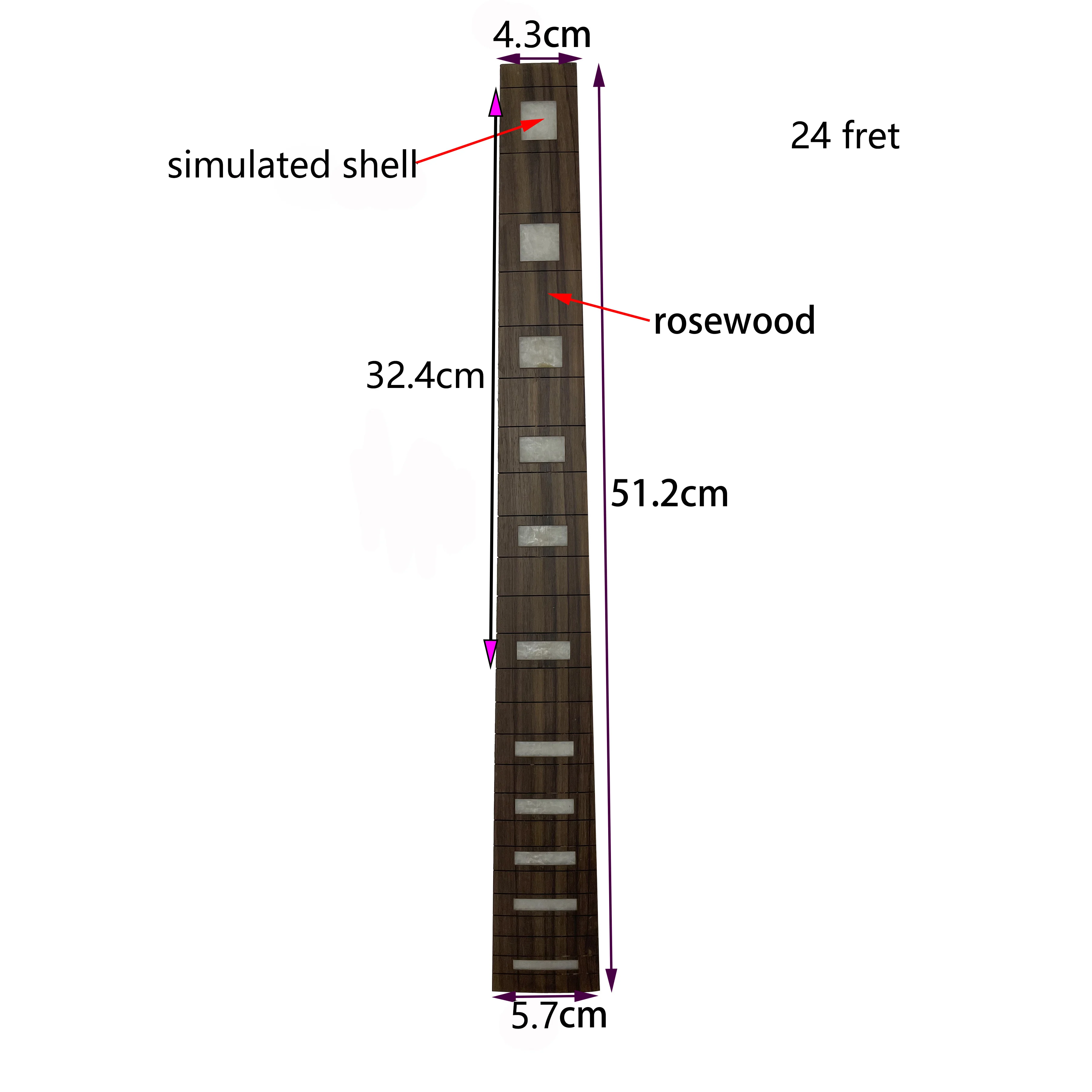 Guitar Neck Parts Luthier DIY Fretboard 24 Fret Replacement Accessorie Rosewood Guitar Fingerboard Guitarra Neck Tool