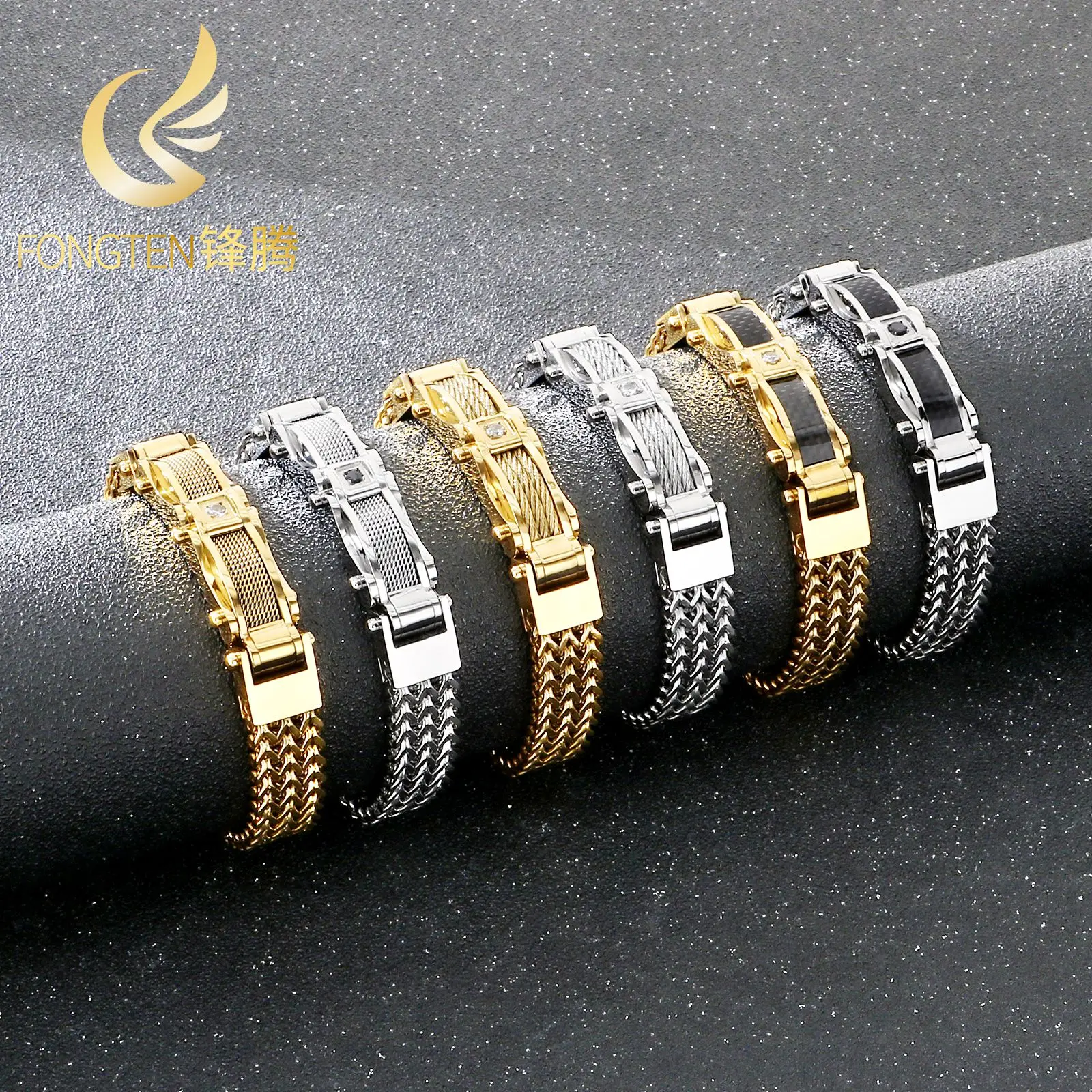 Men Accessories Ring And Bracelet - Мужской браслет Fongten из нержавеющей стали