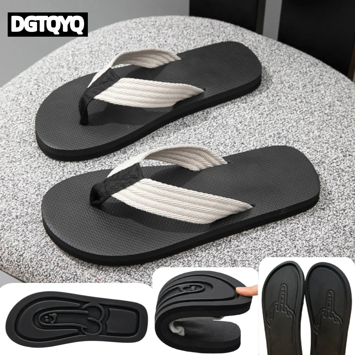Summer Adult Creative Quirky Dick Beach Slippers, Spread Hap-Penis Quick Drying Slippers,Funny Hidden Middle Finger Flip-flops