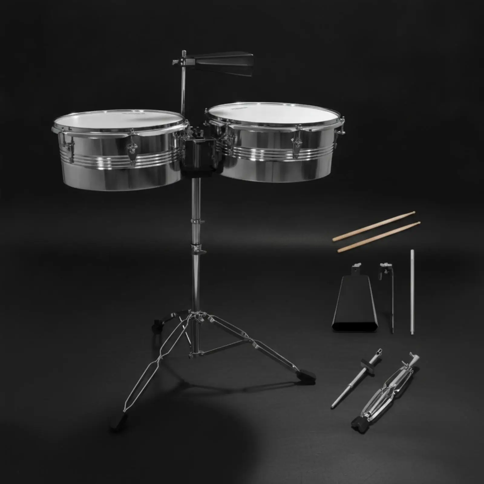 Timbales with Stand and Cowbell Double Percussion for Drummers