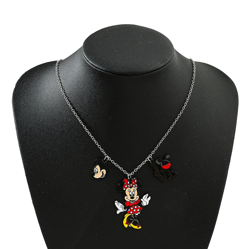 Disney Mickey Mouse Minnie Mouse Cartoon Pendant Necklace Fashion Girls Neck Chain Cute Girls Wear Jewellery Friends Gift