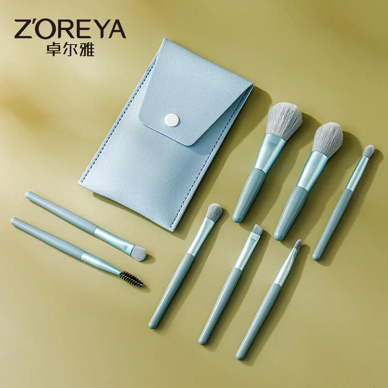 ZOREYA Morandi Portable Loose Powder Eyeshadow Brush Beauty kit 8 mini brushes makeup set