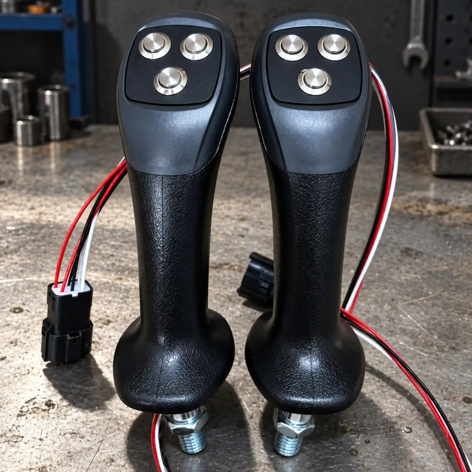 Plastic Control Handle for Excavator Hydraulic System with Rounded Base and Push Button for Machinery Repair