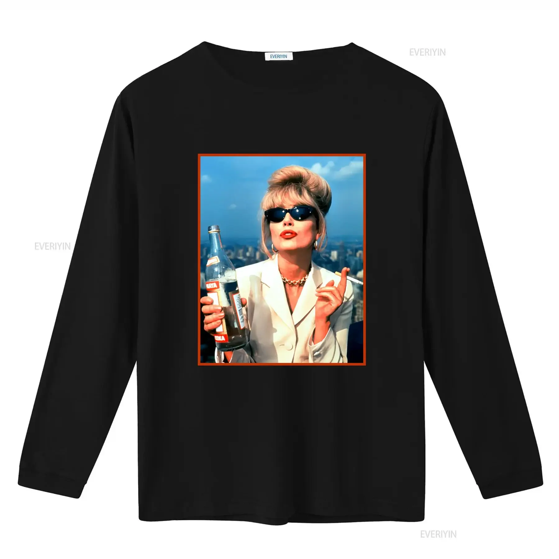 Absolutely Fabulous T shirt Retro Style Print with a Woman in White Suit Holding Bottle and Cigarette Perfect for vintage Soft