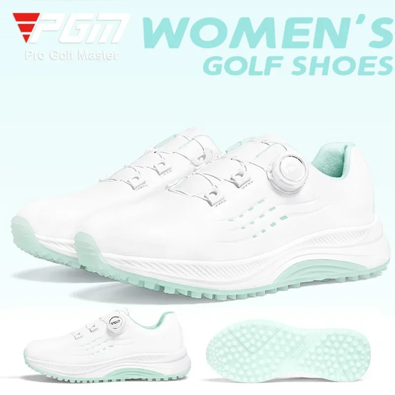 PGM 2024 Golf Shoes Women Waterproof Anti Slip Sports Sneakers Lady Cushioning Turf Golf Shoes Auto Rotating Shoeslace Footwear