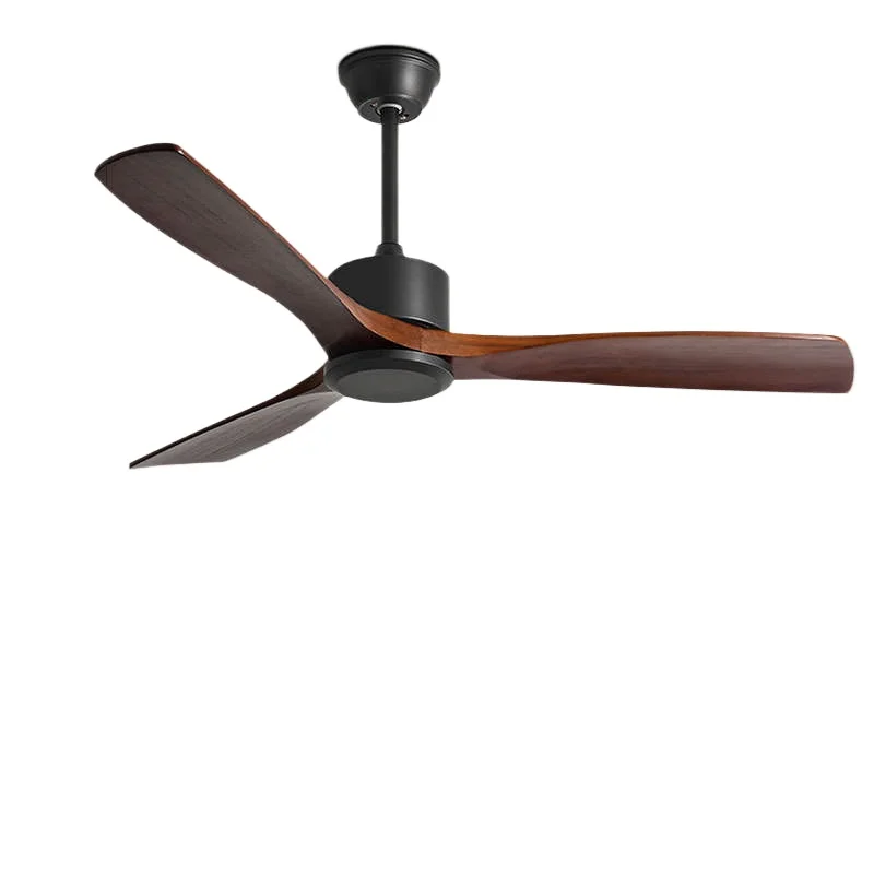 Modern 52 Black Ceiling Fan with Light Emitting Diode and Remote Control AC Motor Wooden Blades