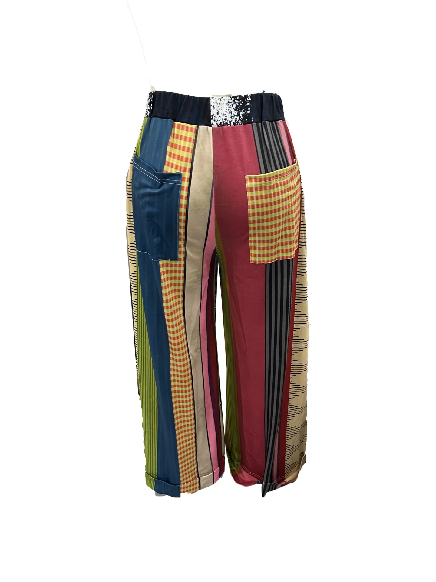Fashion Women 3D Striped Print Loose Wide Leg Jogger Pants 2025 Streetwear Casual Active Hip Hop Sweatpants Trousers