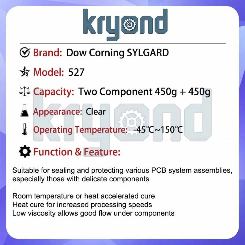 1 Set SYLGARD 527 Dow Corning 527 Silicone Dielectric Gel 450g x 2 Two Component