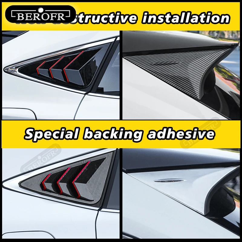 Rear Window Louver Spoiler Vents Cover Trim For Toyota Vesa 2022 ABS Black / Carbon Fiber Look Accessories