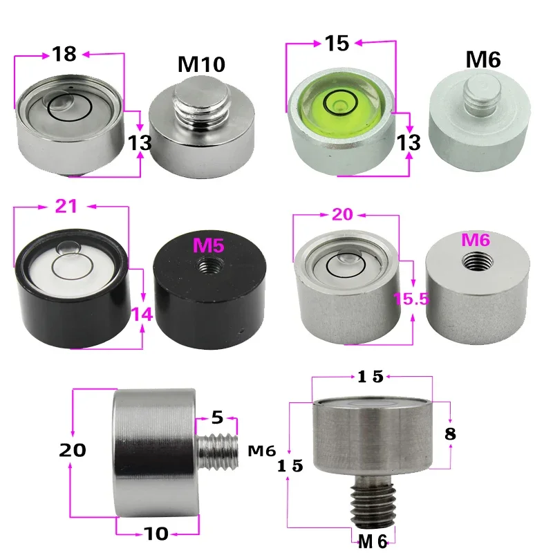 Imagem -03 - Pequeno Bullseye Espírito Nível Nível Bolha Talão com Parafuso m5 m6 M10 Nivelamento Ferramenta com Prego 1pc