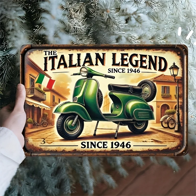 Italian Legend Metal Tin Sign -   Retro Wall Art with Classic Scooter Design, Perfect for Bars, Cafes, Beach Houses & Farmhous