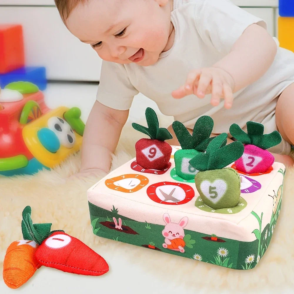 Jouets en Peluche Montessori pour Bébé Garçon et Fille, ApprentiCumbria Précoce, Forme de Numéro, Document Correspondant aux Côtées, Carotte, Cadeau