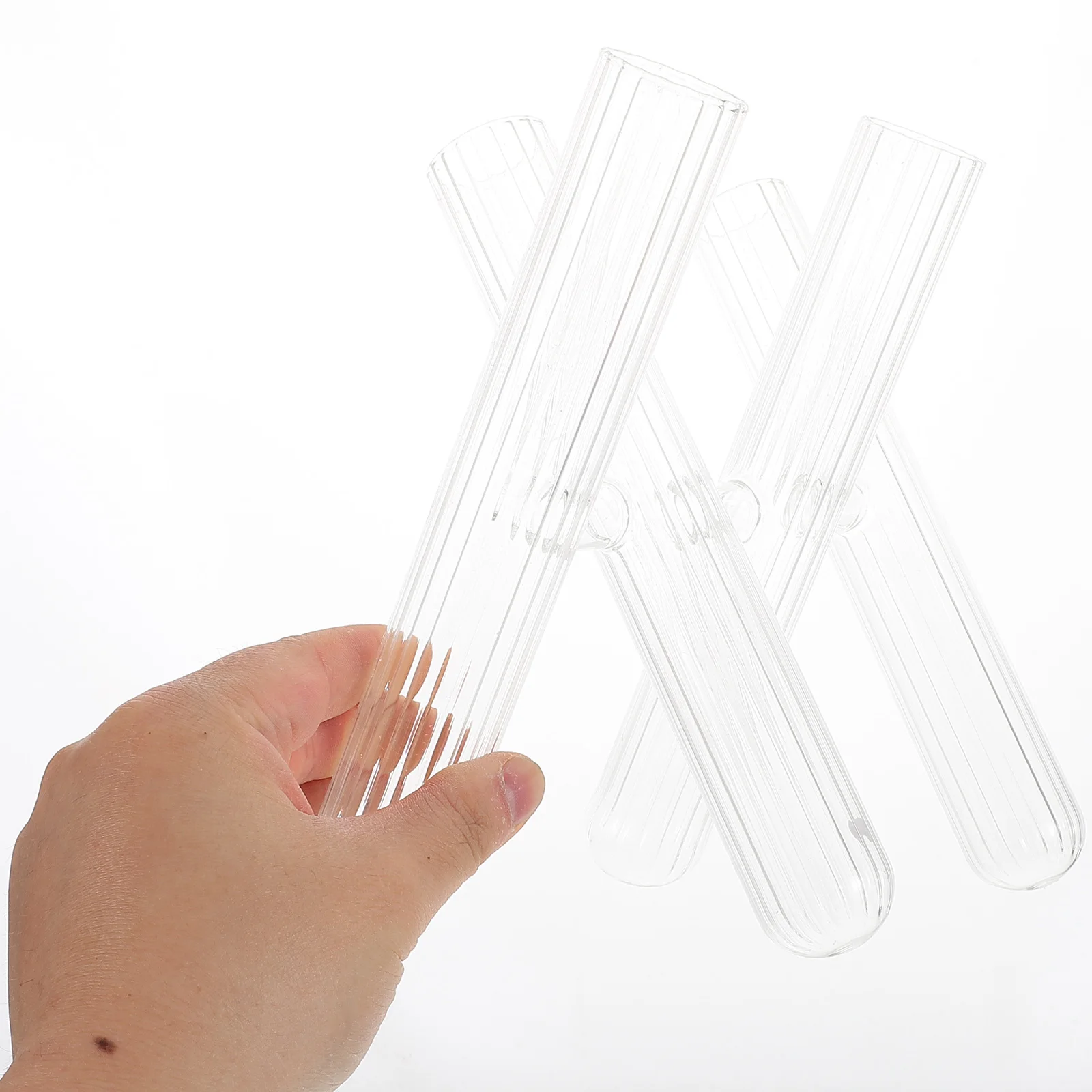 

Set of Four Clear Glass Test Tube Vases Decorative Propagation Tubes Flower Holder Home Office Table Decor Test Tube Containers