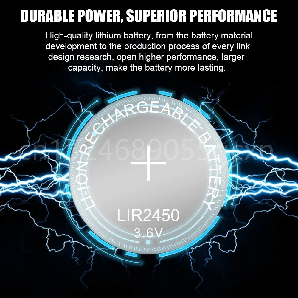 2-Slot Charger + LIR2450 3.6V 120mAh Rechargeable Button Battery Lithium Coin Cell Batteries LIR 2450 Replaces CR2450