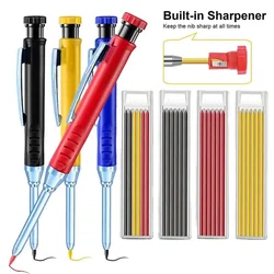 2.8mm Built-in Sharpener Solid Carpenter Pencil Long Head Mechanical Pencil Multifunctional Woodworking Deep Hole Marking Tool