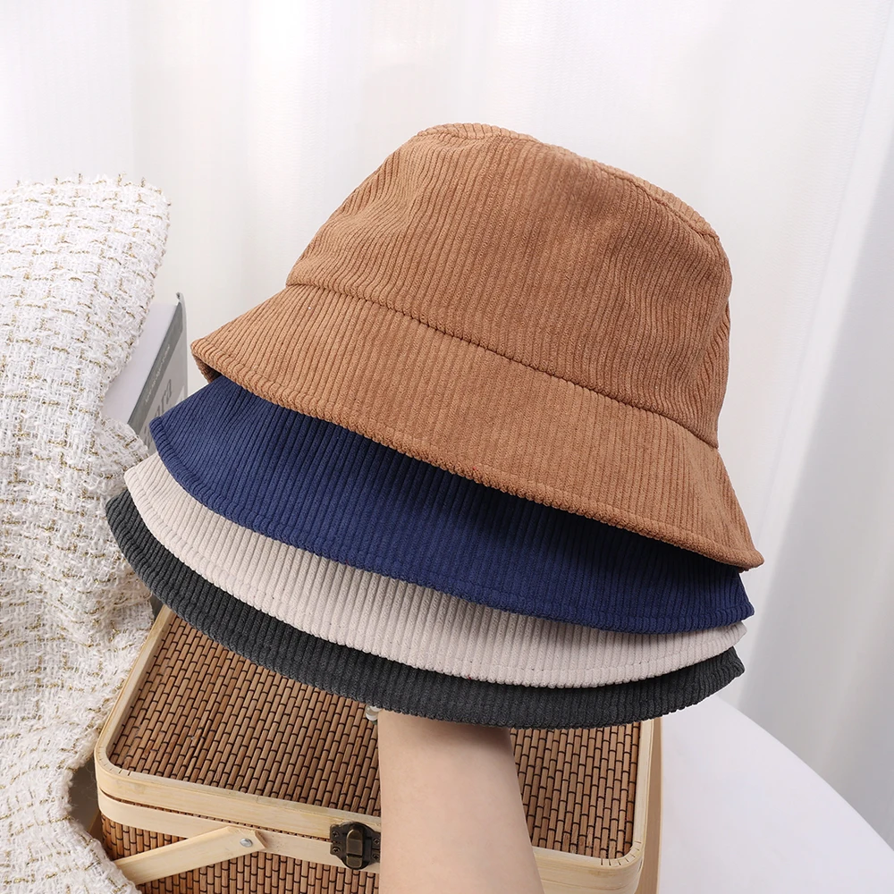 Bucket Hat Women Men Corduroy Fisherman Hats designer Retro Fashion Autumn Winter Hat Flat Bottom Bob Gorros Hip Hop Panama caps