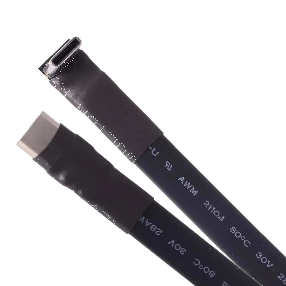 ADT-Link USB 3.1 Flat Cable Type-C Male To Type-C Female Flexible Cable 90° Up Downward 10Gbps USB C To USB-C Built-in Extender