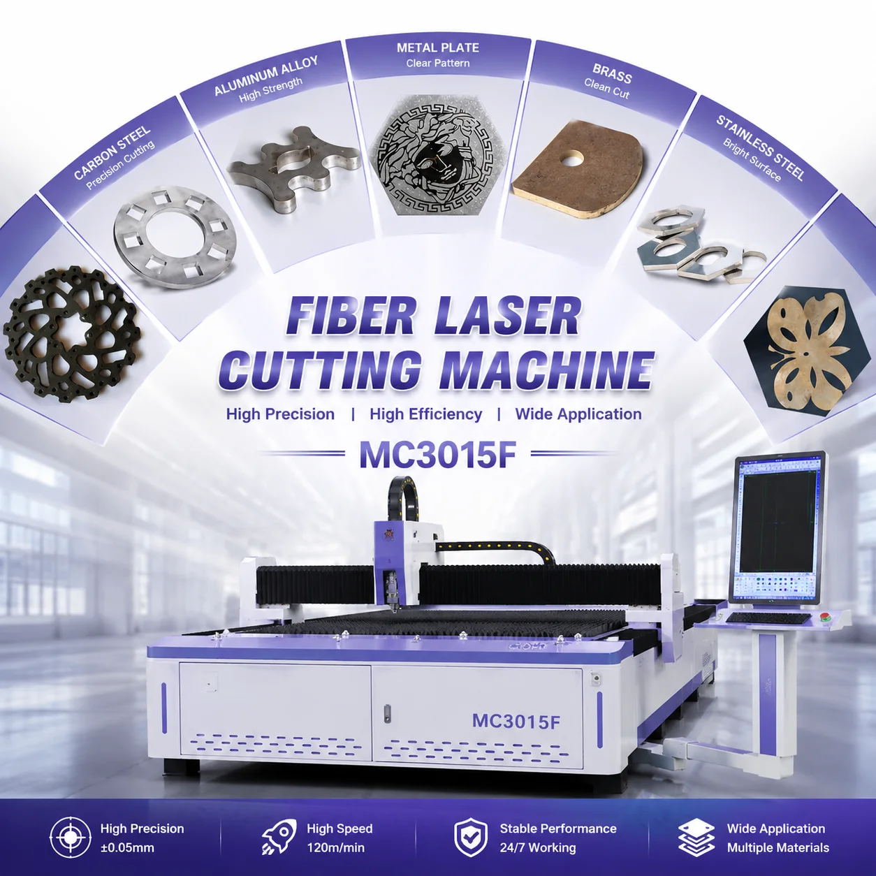 1500W-12000W Fiber Laser Cutting Machine 3015 Cut Carbon Steel Stainless Steel Aluminum 0.5‑25mm