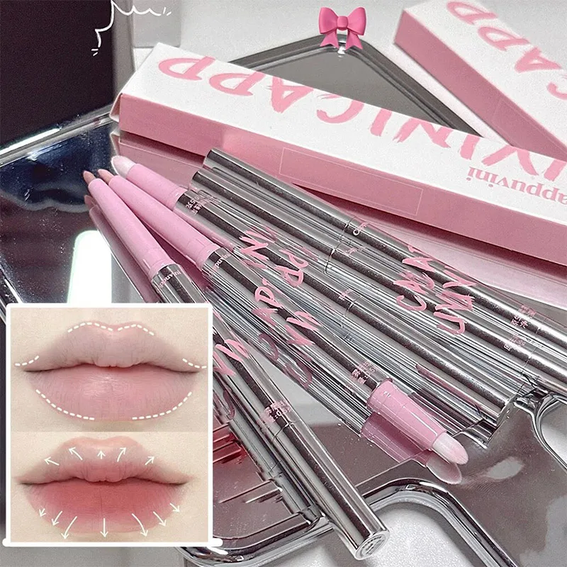 Double Head Lip Liner Pen Makeup Waterproof Lasting Contouring Lip Stick Pencil Nude Pink for Lip Tint Lips Cosmetic