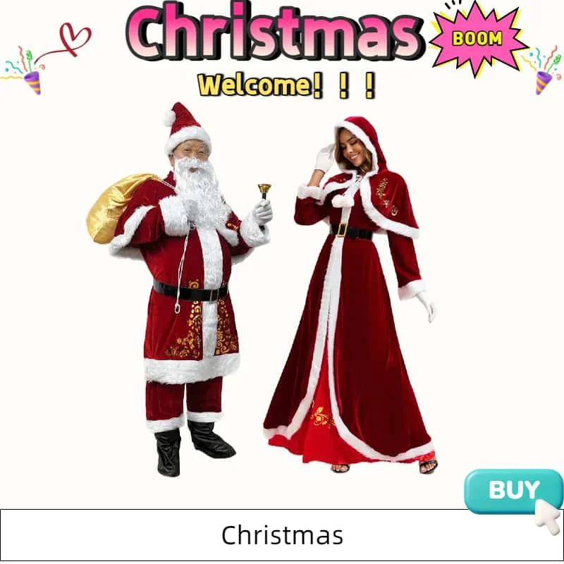 

2025 трансграничная рождественская одежда, женское платье с длинными рукавами, утолщенный костюм Санта-Клауса с накидкой, рождественский наряд