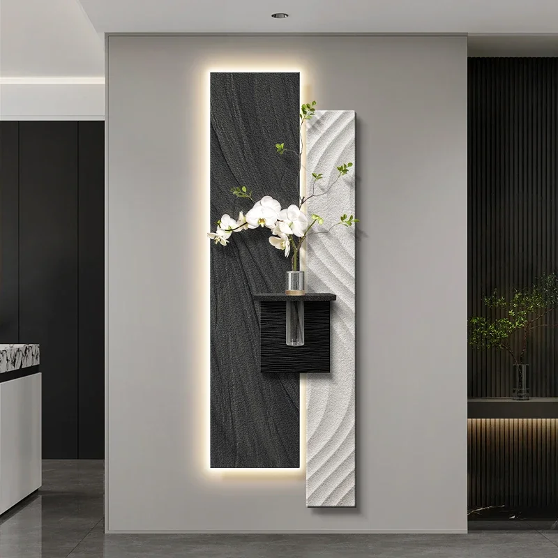 

modern plants and flowers in the entrance hall decorative paintings of Wasabi style three-dimensional hanging paintings black an