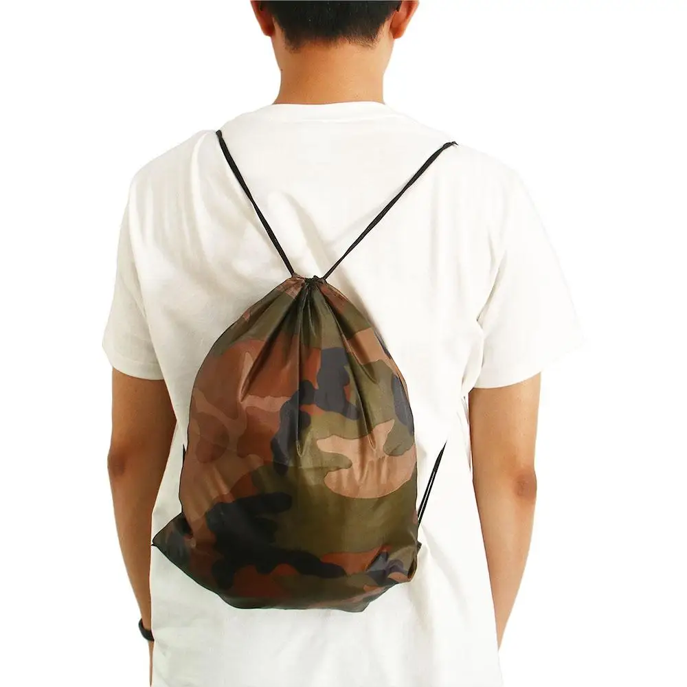 Lichtgewicht Kleine Schoenen Kleding Opbergen Reis Dikker Rugzak Draagbare Sporttas Oxford Tas Camouflage Trekkoord Tas