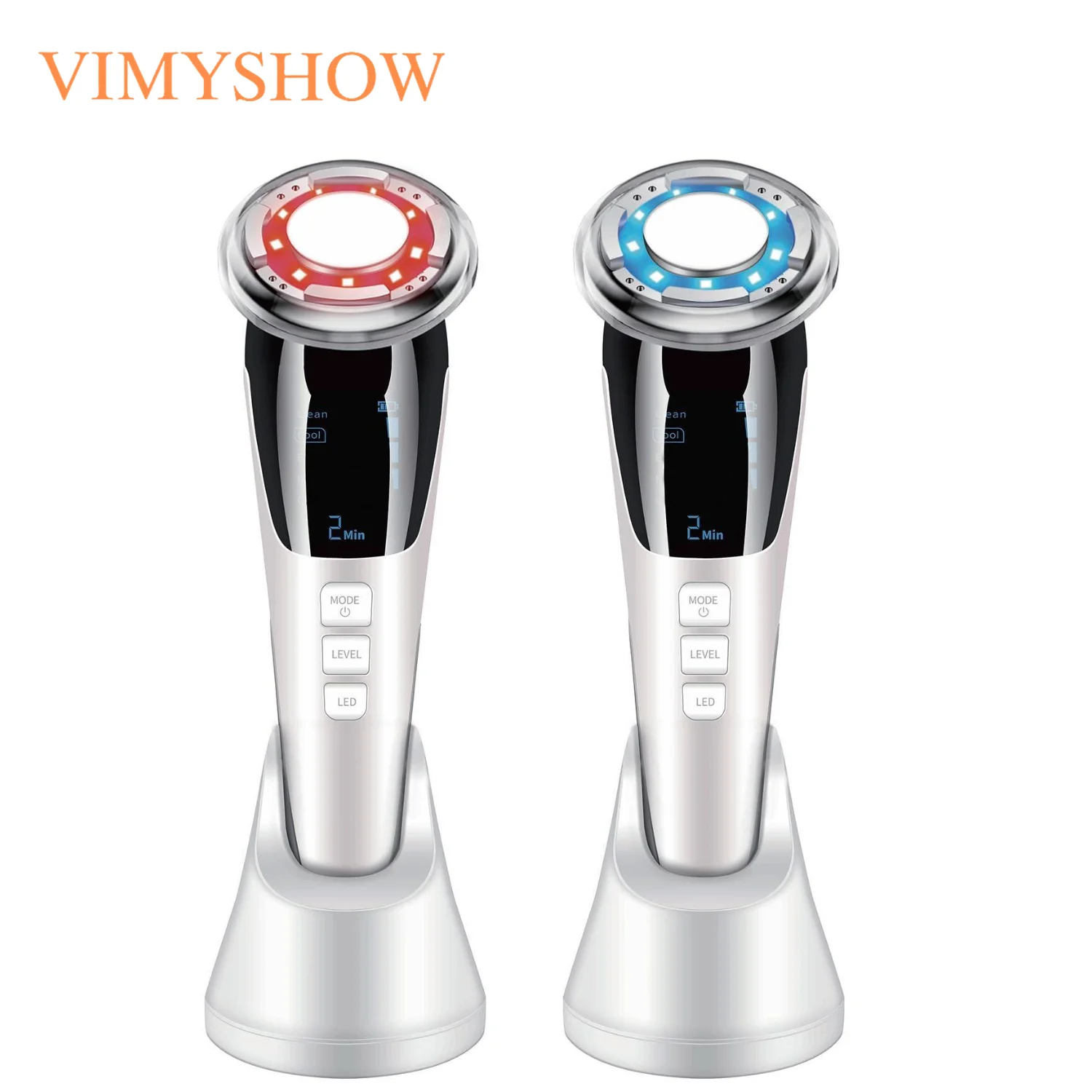 Micro-Current Facial Beauty Device Red Blue Light Facial Massager Instrument with Cooling Skin Tightening Firming Skin Care Tool