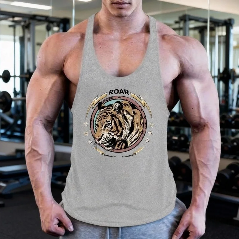 

Men's Personalized Y-Back Gym Tank Top Cotton Quick-Dry Printed Bodybuilding Sleeveless Lifting Fitness Workout Vest