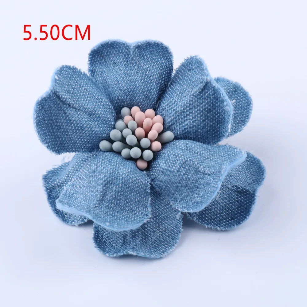 Moda tessuto denim fiori artificiali scrapbooking fai da te fiore denim pizzo abiti vestiti fiore