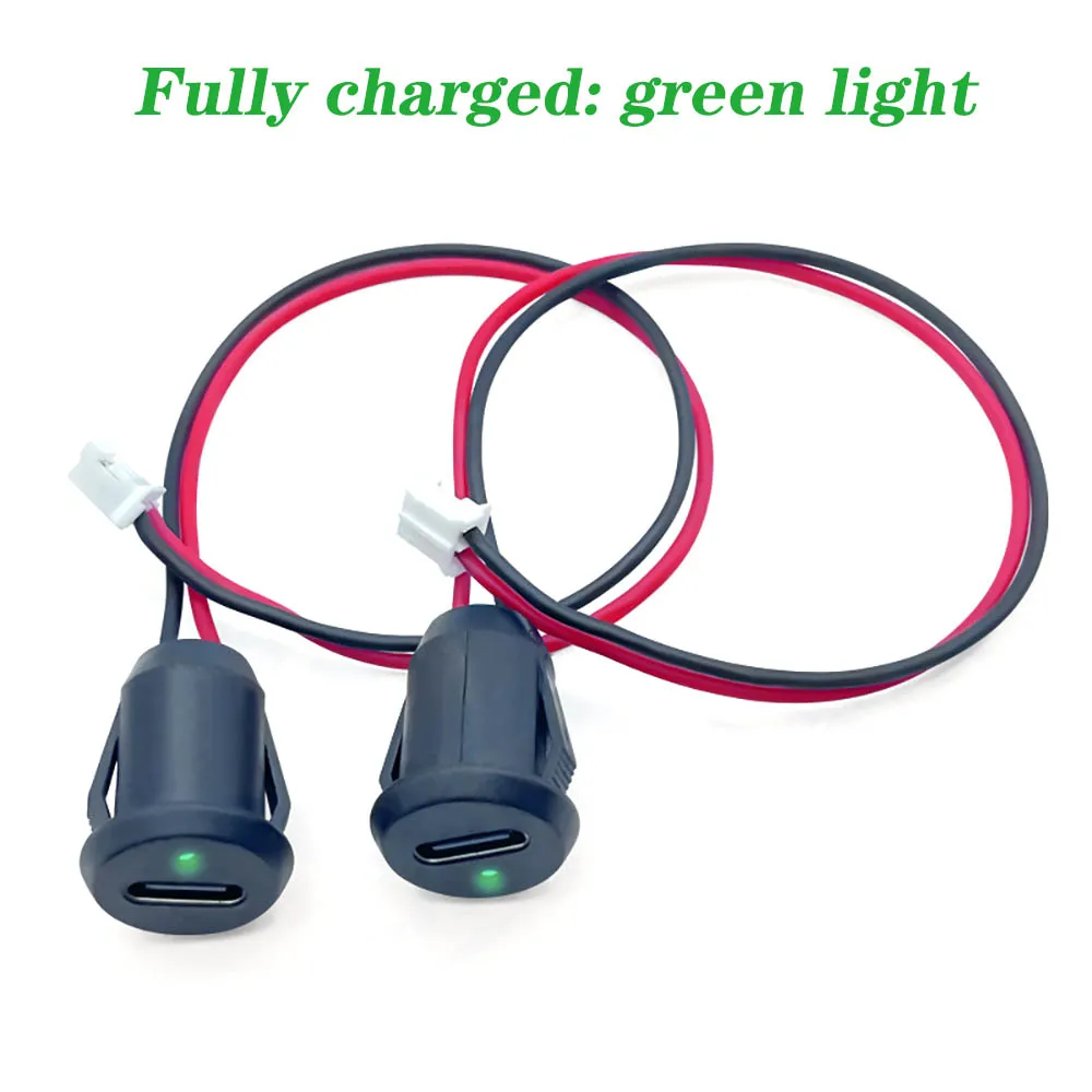 Type-C 2P glue injection direct pressure welding wire type female socket USB with LED light Type-C waterproof female socket