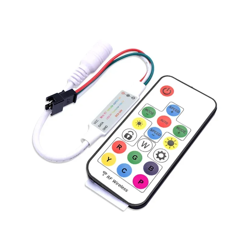 Controle remoto sem fio rf para tira conduzida, tira de luz led rgb digital, dc5v 12v, 2048pixels, 300 chaves, 17key, ws2812b, ws2811