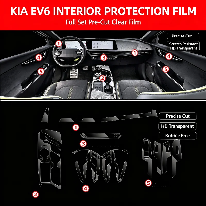 Film de protection pour console centrale intérieure de Kia EV6, film de décoration intérieure de voiture, accessoires de modification automobile.
