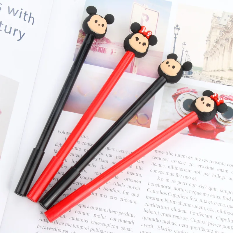 

36pcs/ лот Creative Disney Mouse Gel Pen Cute 0.5mm Black Ink Signature Pens рекламные школьные принадлежности офиса