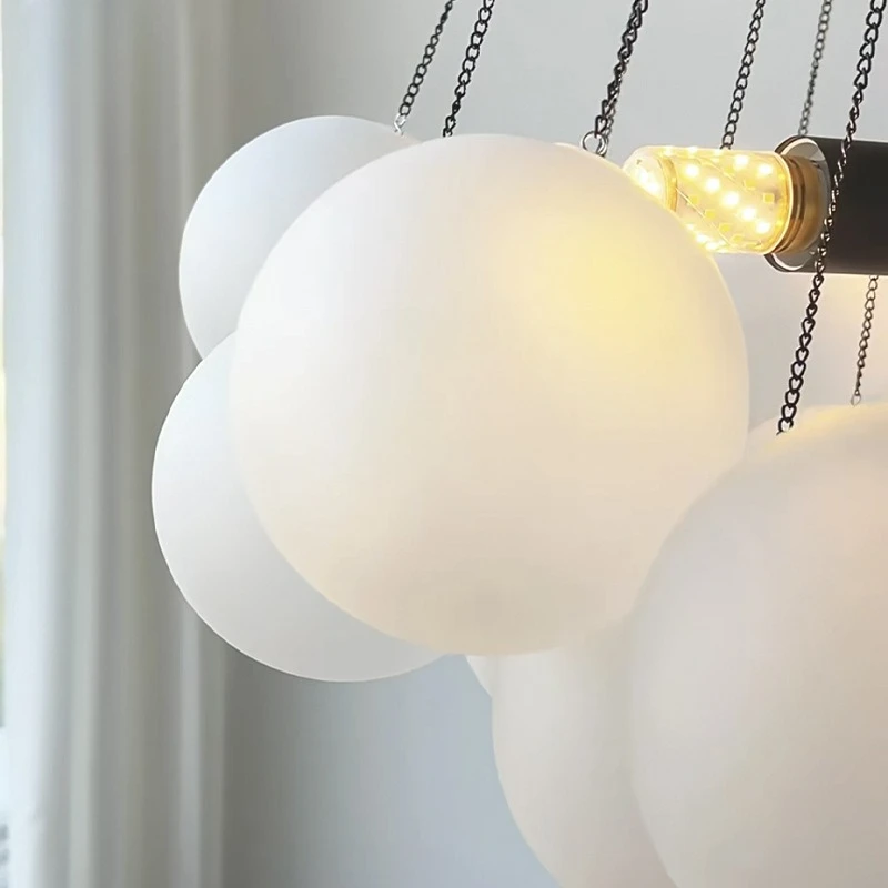 Nordic Bubble Cloud Chandelier 19/37 Balls Glass Hanging White Lamp Black Gold Dining Room Living Room Decoration Kitchen Lamp