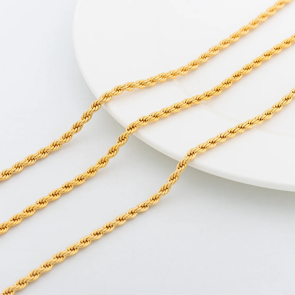 YM Twist Chains 40/60/80CM Copper Necklace 18k Gold Color Link Choker For Women Men Hip Hop Rock Charm Chain Party Jewelry Gifts