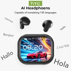 【HTC NE20】Bluetooth V6.0 Earphones AI Translator Earbuds OWS LCD Touch Screen Sport Wireless Headphones HD Stereo Sound Longlife