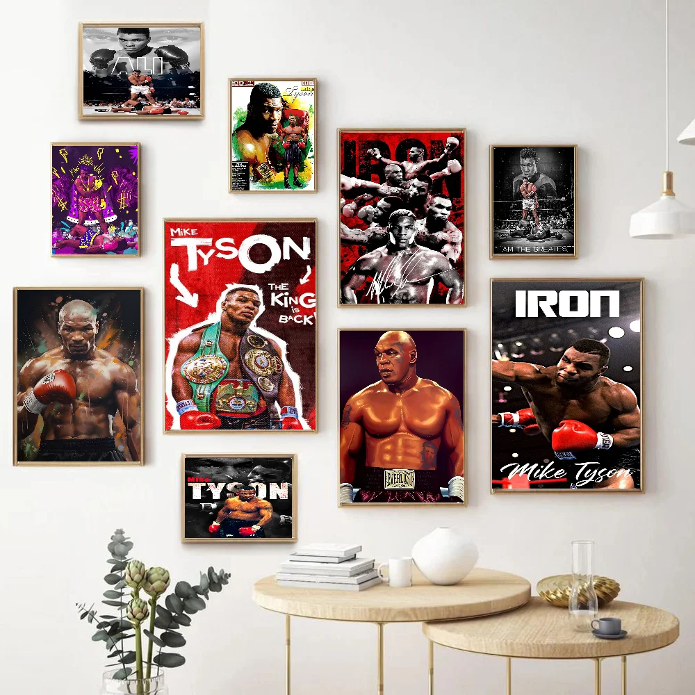 Boxer Mike Tyson Muhammad Ali Motivational Anime Posters Sticky Whitepaper Prints Posters Artwork Kawaii Room Decor