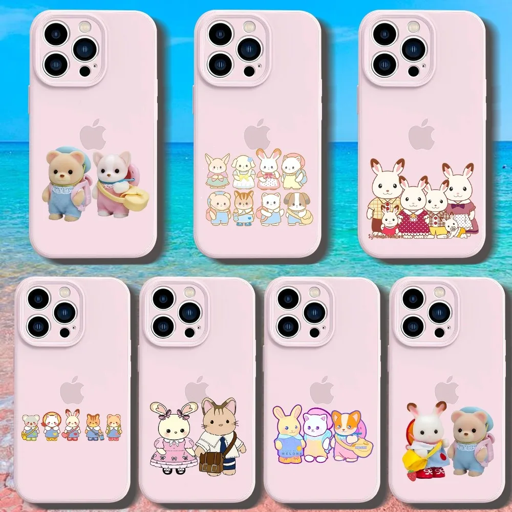 S-Sylvanian Families Phone Case For Iphone 11 13 14 15 16 Pro Max X Xr Xs Max Se2020 12mini Pink Cover Case