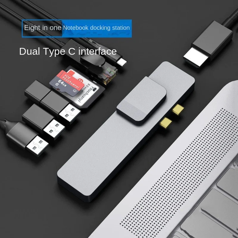 

Dual Type-C 3.1 To HDMI 8-in-1 Docking Station with Type-C To HDMI and RJ45 Ethernet Adapter