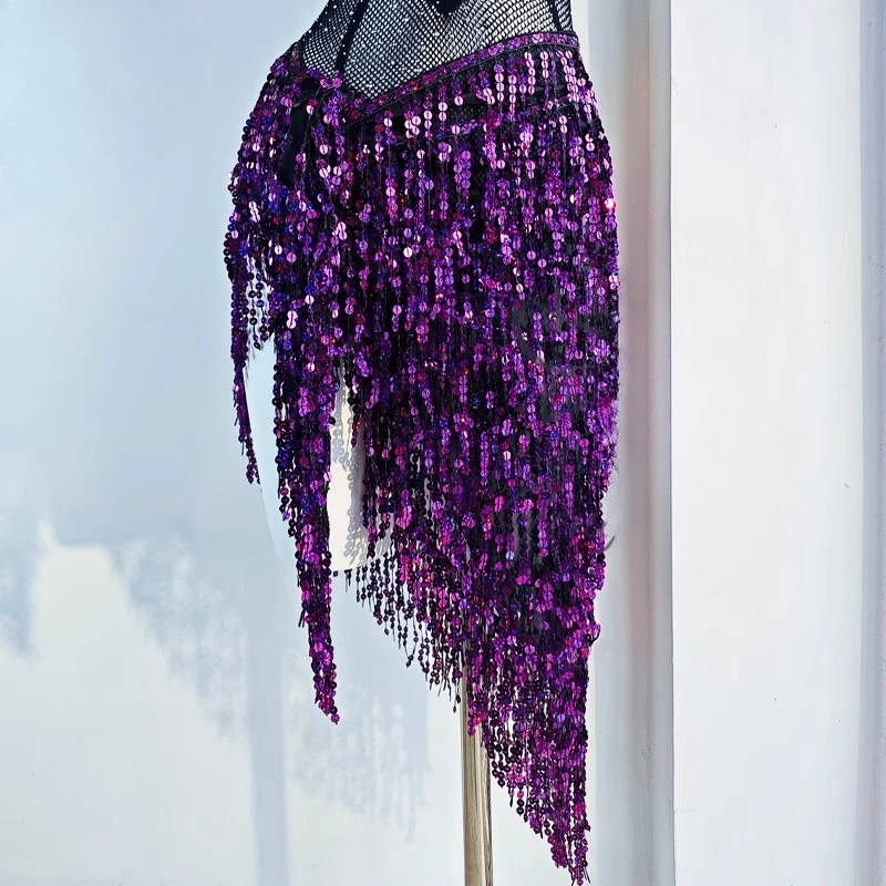 カスタマイズされた (超美しい) ヒップスカーフベリーダンスベルトロングスカートタイアップスカートベリーダンス練習衣装ウエストチェーン