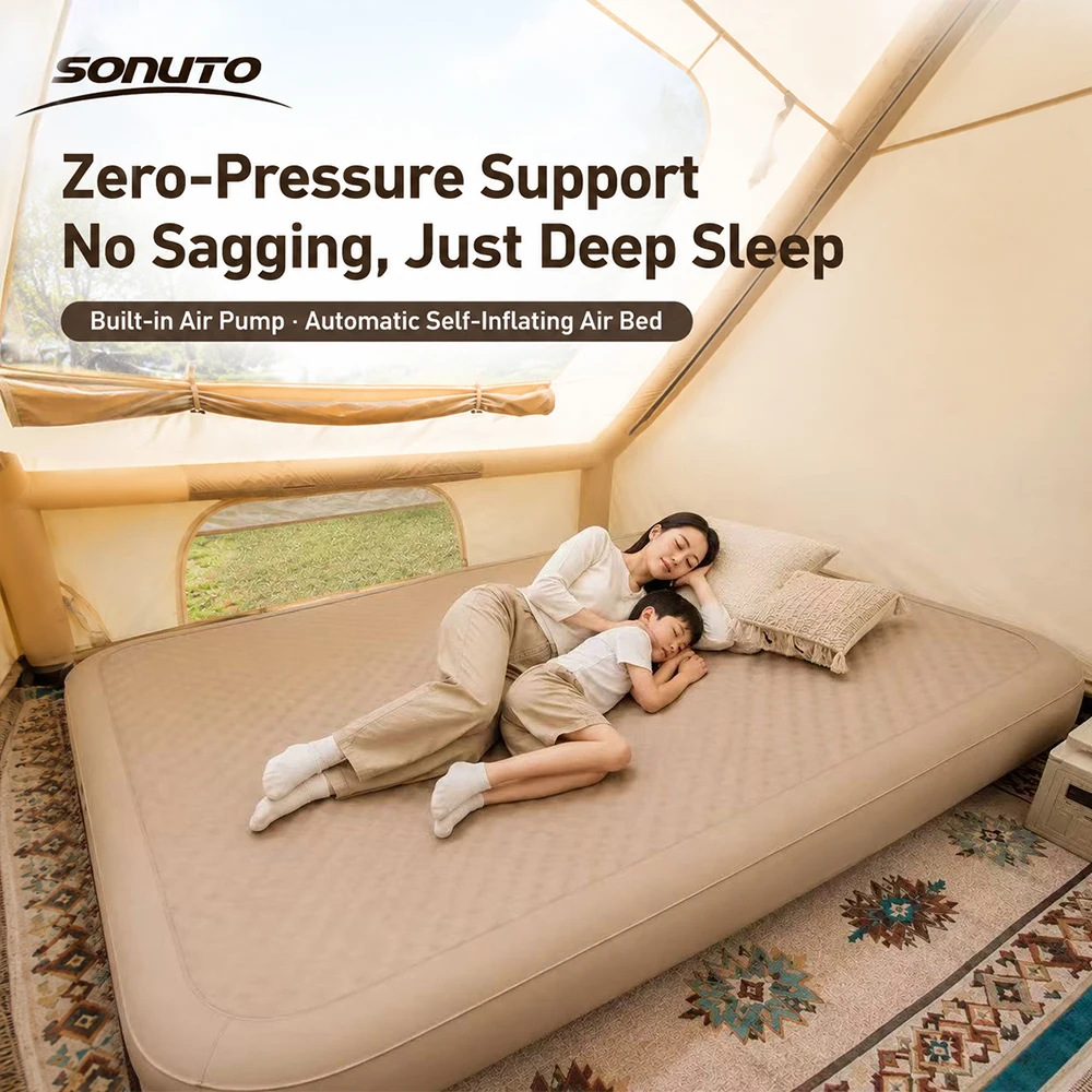Outdoor Inflatable Camping Tent With Air Pump - SONUTO Drop Stitch Air Mattress with
