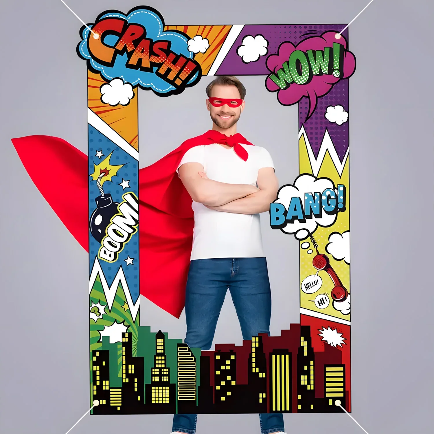 Decoración para Fiesta de Cumpleaños de Superhéroes, Fondo Colorido para Fotos, Accesorios para Cabina de Fotos con Temática de Superhéroes