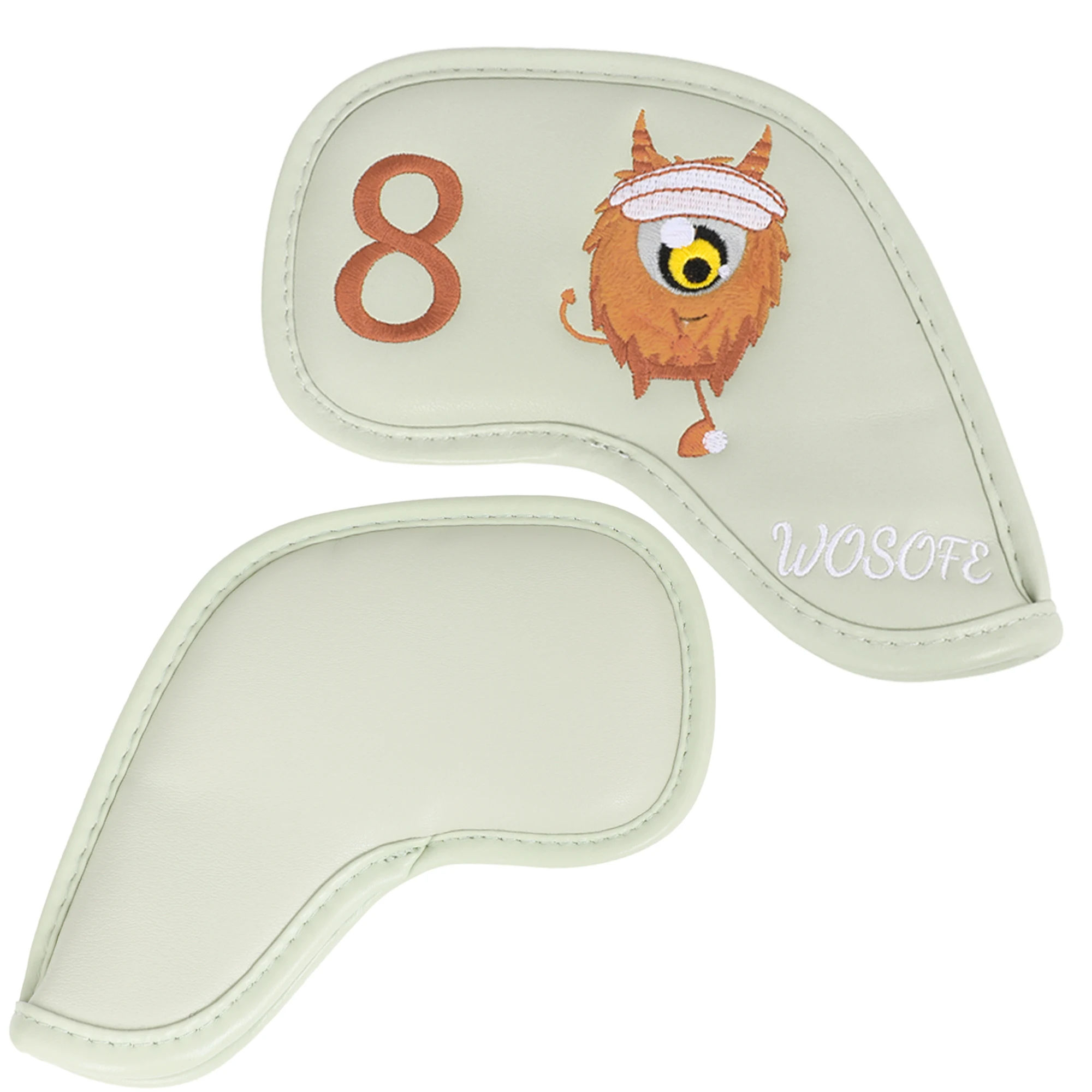 9 Pcs Golf Iron Head Covers Fun Monster Embroidery, Universal PU Material Golf Club Protectors, Mixed Colors Golf Accessories image 2
