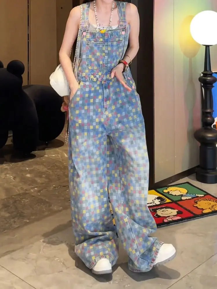 

2026 Summer Women's Strap Pants Loose High Waist Cowboy Strap Pants